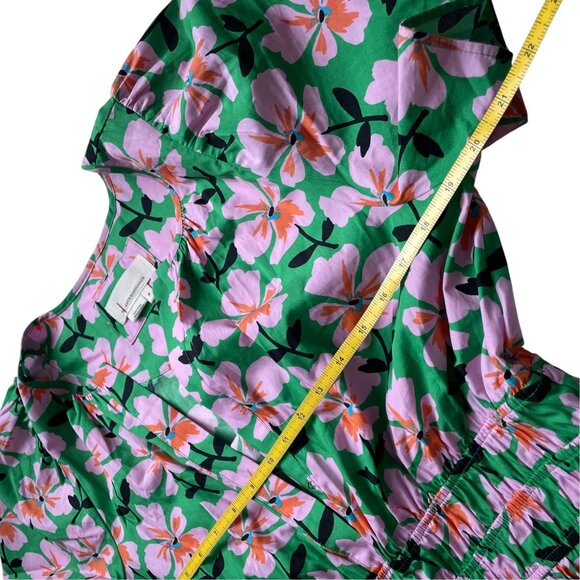 Anthropologie Maeve Somerset Mini Dress - Green & Pink Floral Size M - Picture 10 of 12